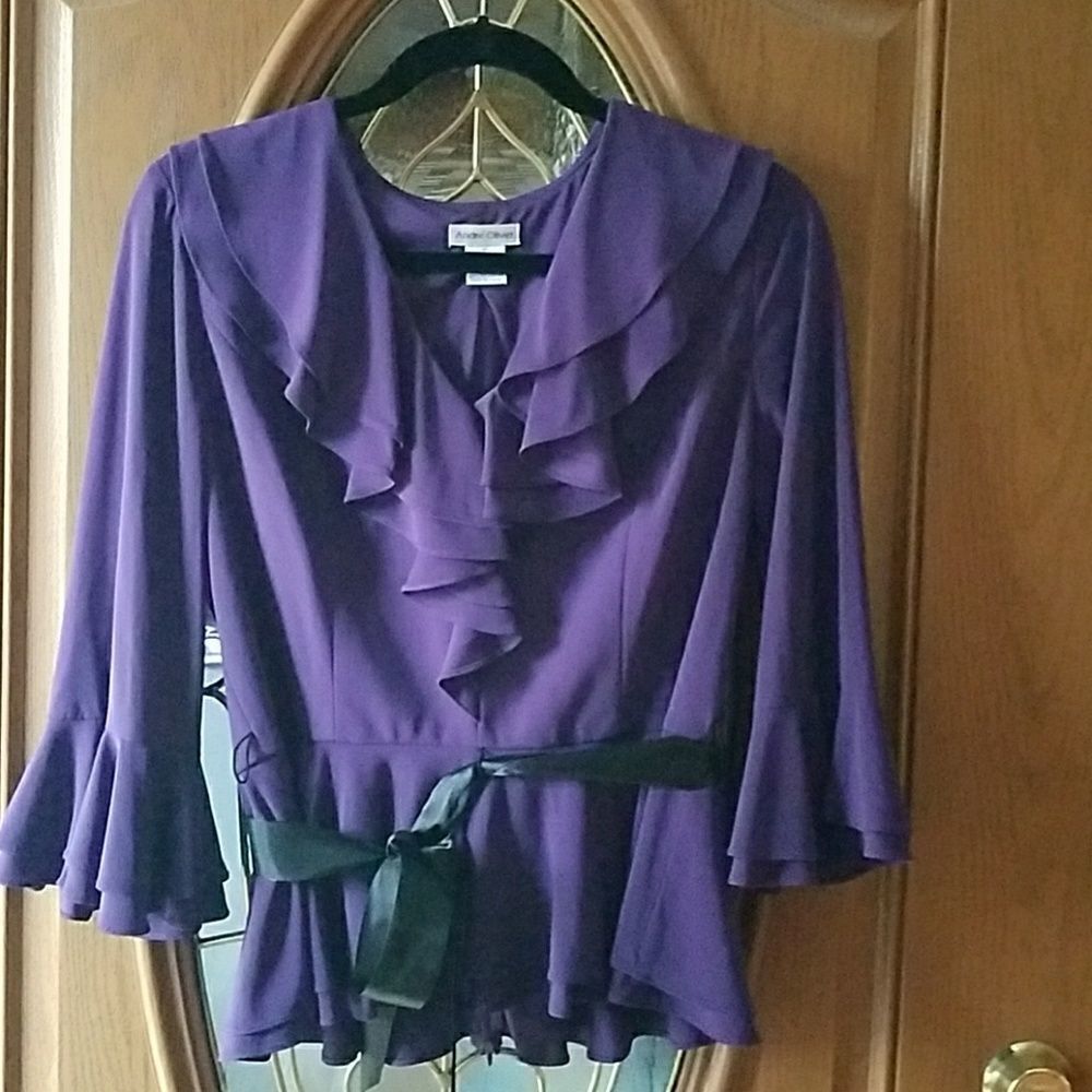 Andre Oliver Eggplant bell sleeve Sz. 12 NWOT